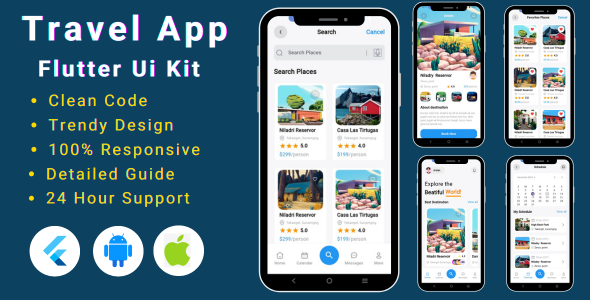 Flutter Travel App UI Kit Template | Tours and Travels Flutter UI - CodeCanyon Item for Sale