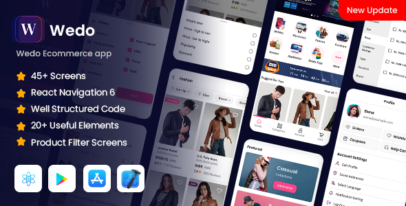 Wedo | Ecommerce Mobile App React Native Template - CodeCanyon Item for Sale