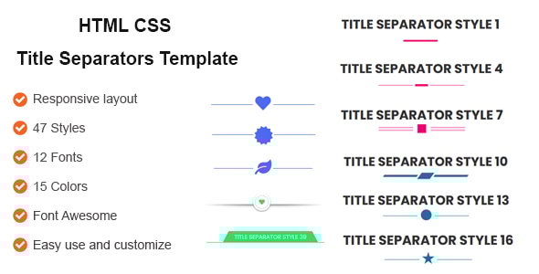 HTML CSS Title Separators Template - CodeCanyon Item for Sale