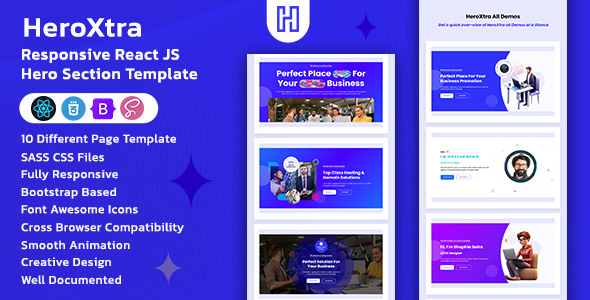 HeroXtra - React JS Hero Section Template - CodeCanyon Item for Sale