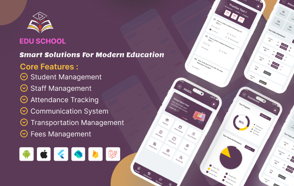EDU SCHOOL - School Management Software, Student , Teacher, Driver App Android, IOS application - CodeCanyon Item for Sale