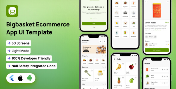 BigBasket UI template | Ecommerce App in Flutter | FreshCart App ...
