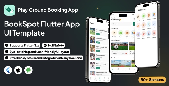 BookSpot UI Template | Play Ground Booking App | Flutter | Easy Sports Venue Reservations App - CodeCanyon Item for Sale