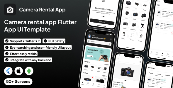 ClickRent UI template | Online Camera Rental App in Flutter | CamExchange App Template - CodeCanyon Item for Sale