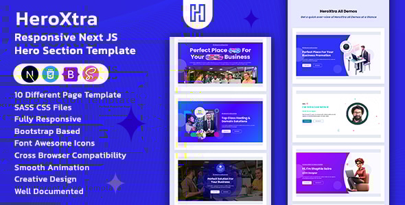 HeroXtra - Next JS Hero Section Template - CodeCanyon Item for Sale
