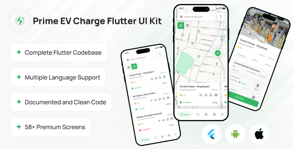 Prime EV Charging Flutter App UI Kit - CodeCanyon Item for Sale