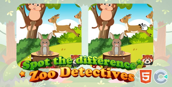 Spot the Difference - Zoo Detectives - HTML5 Game - Construct 3 - CodeCanyon Item for Sale