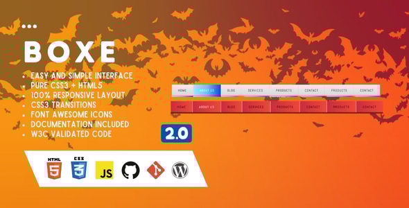 Boxe - Responsive Navbar Hover Effect CSS3 Collection - CodeCanyon Item for Sale