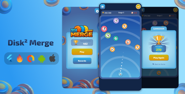 Disk² Merge Game with AdMob for Android & iOS Flutter + Flame - CodeCanyon Item for Sale