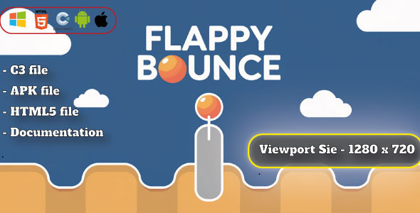 Flappy Bounce - Arcade Game - HTML5, Construct 3 - CodeCanyon Item for Sale