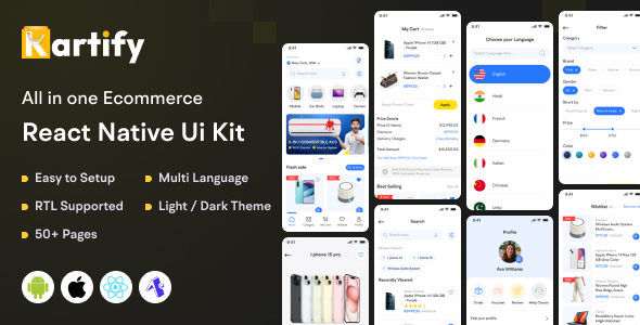Kartify - Ecommerce React Native Expo Template - CodeCanyon Item for Sale