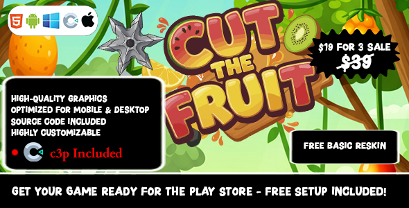 Cut The Fruit - Construct 3 Game (HTML5, AdMob, C3P) - CodeCanyon Item for Sale
