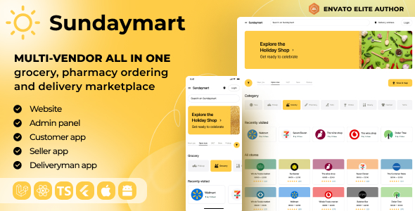 SundayMart - All-in-One Grocery Multivendor eCommerce (Web, Admin, User, Vendor, and Delivery) - CodeCanyon Item for Sale