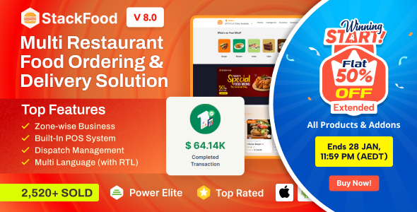 StackFood Multi Restaurant - Food Delivery App with Laravel Admin and ...