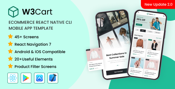 W3Cart | Ecommerce Mobile App React Native CLI Template - CodeCanyon Item for Sale