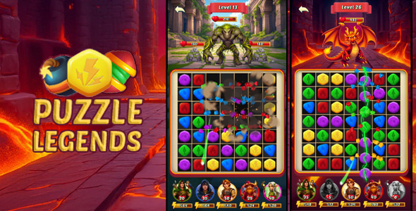 Puzzle Legends - HTML Game - Construct 3 - C3P - CodeCanyon Item for Sale