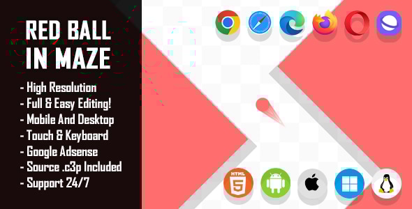 Red Ball In Maze - HTML5 Game (Construct 3 / c3p) - CodeCanyon Item for Sale