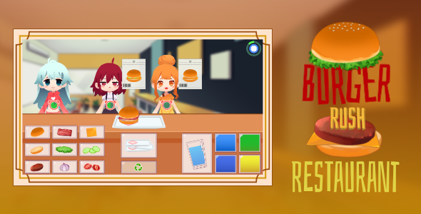 Burger Rush Restaurant - HTML5 Game - Construct 3 - CodeCanyon Item for Sale