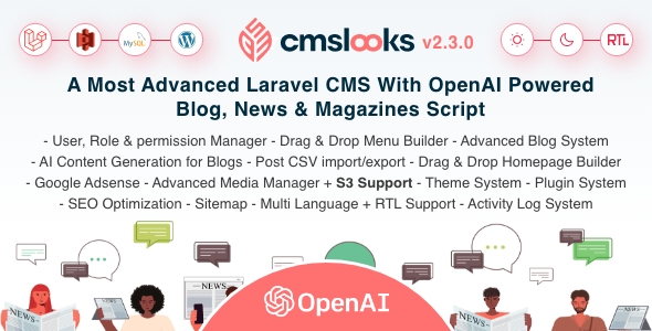 CMSLooks | Laravel CMS With OpenAI Powered Blog, News & Magazines Script
