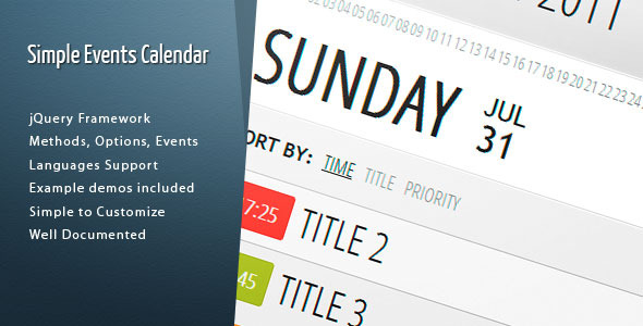 Simple Events Calendar JS - CodeCanyon Item for Sale