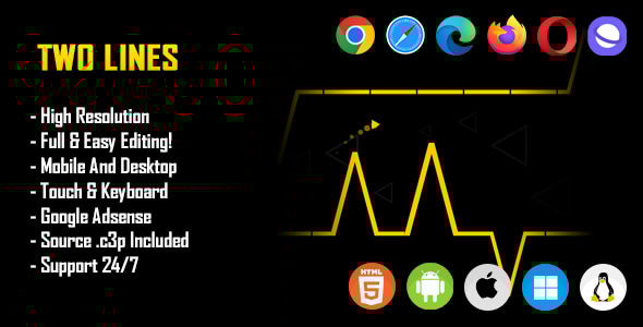 Two Lines - HTML5 Game (Construct 3 / c3p) - CodeCanyon Item for Sale