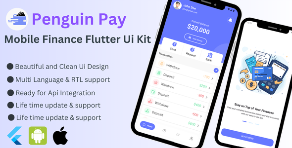 Flutter Complete Mobile Financial App UI Kit | MFS - CodeCanyon Item for Sale