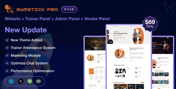 Gymstick Pro - Gym Management System | Website | Trainer | Vendor | Admin Panel | SaaS (MERN) - CodeCanyon Item for Sale