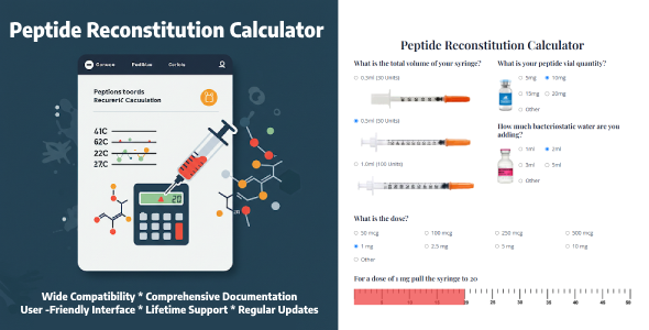Peptide Reconstitution Calculator - Accurate Dosage and Syringe Pull Tool by DalokTech Peptide Reconstitution Calculator - Accurate Dosage and Syringe Pull Tool by DalokTech