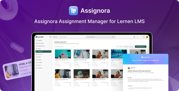 Assignora – Assignment Manager Addon for Lernen LMS - CodeCanyon Item for Sale