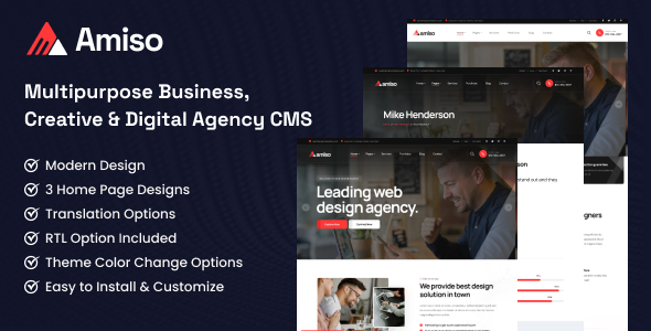 Amiso - Multipurpose Business, Creative & Digital Agency CMS - CodeCanyon Item for Sale