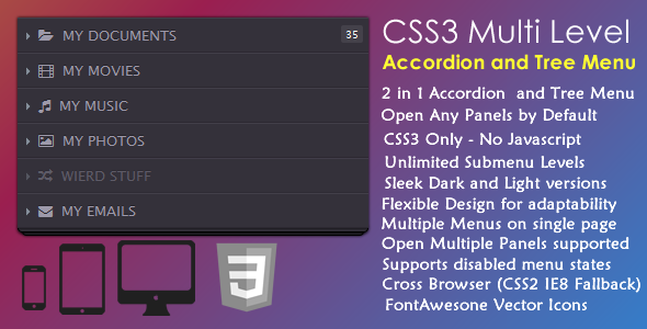 CSS3 Multi Level Accordion and Tree Menu - CodeCanyon Item for Sale
