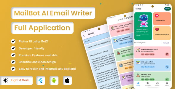 MailBot AI Email Writer | Flutter Android/iOS Full Application | Premium Plan - CodeCanyon Item for Sale