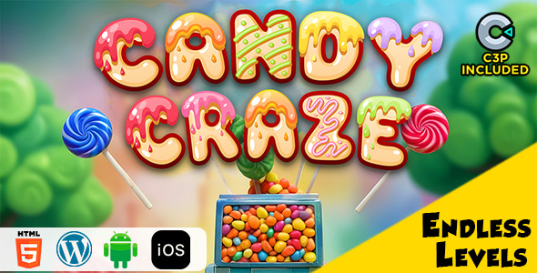 Candy Craze HTML5 Construct 3 Game - CodeCanyon Item for Sale
