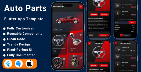 Auto Parts & Car Parts Online Store Flutter Mobile App Template | Flutter eCommerce UI Kit - CodeCanyon Item for Sale