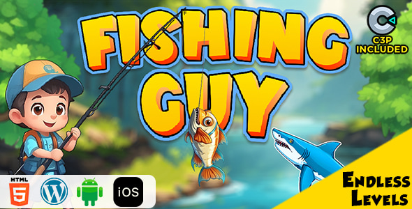 Fishing Guy HTML5 Construct 3 Game - CodeCanyon Item for Sale