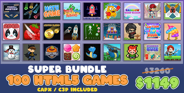 Super Bundle - 100 HTML5 Games With Source-Code - CodeCanyon Item for Sale