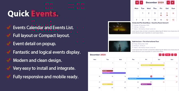 Quick Events For WordPress - CodeCanyon Item for Sale