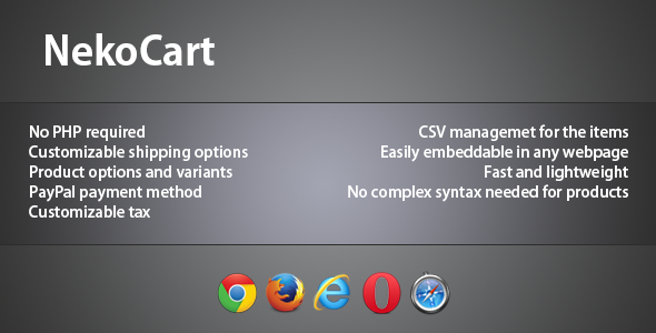 NekoCart - CSV-based jQuery Shopping Cart - CodeCanyon Item for Sale