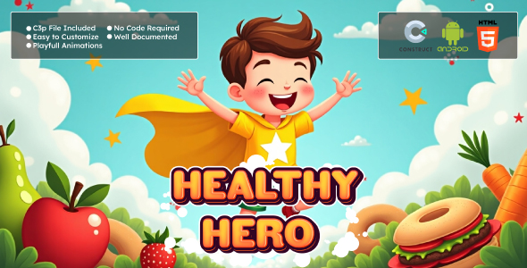 Healthy Hero Game – Educational Runner Game | HTML5, Android, Construct 3 - CodeCanyon Item for Sale