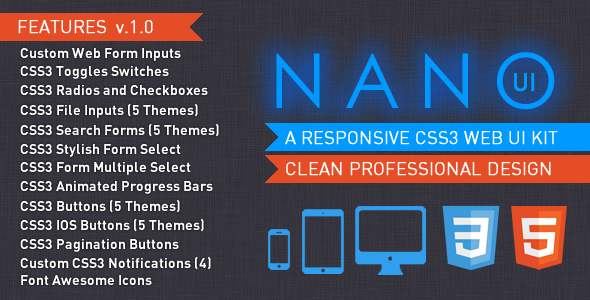 NANO UI - CSS3 Web Elements UI Kit - CodeCanyon Item for Sale