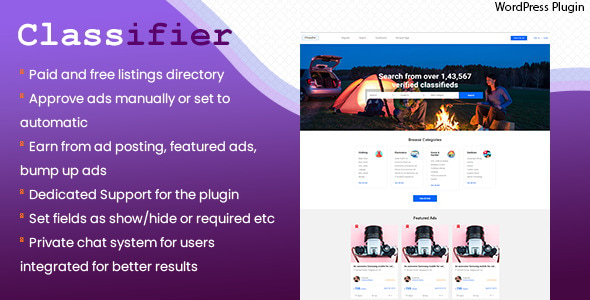 Classifier, classified ads WordPress directory listing plugin - CodeCanyon Item for Sale