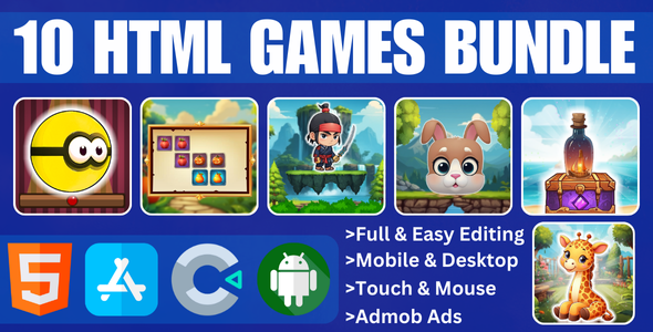 10 Games Bundle - HTML5 Construct3 C3p - CodeCanyon Item for Sale