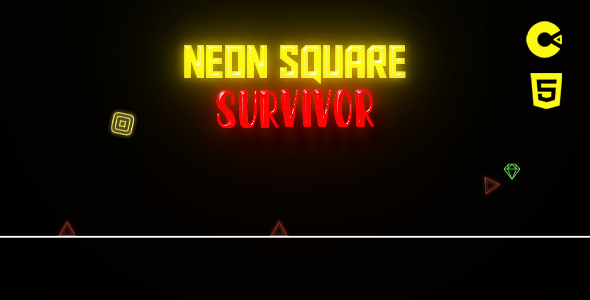 Neon Square Survivor - HTML5 Game - Construct 3 - CodeCanyon Item for Sale