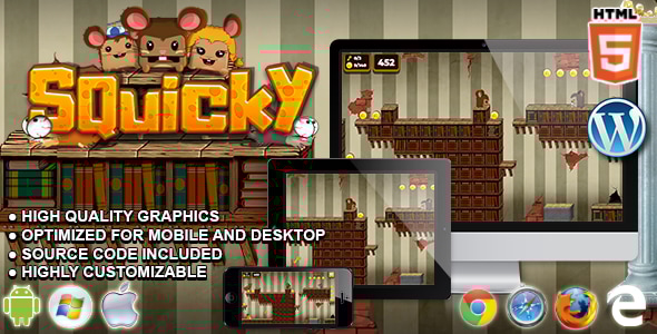 Squicky - HTML5 Platform Game - CodeCanyon Item for Sale