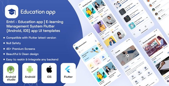 Entri - Education app | E-learning Management System Flutter 3.0(Android, iOS) app UI template - CodeCanyon Item for Sale