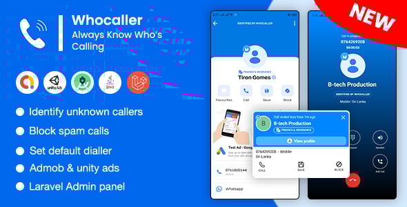 Whocaller Truecaller ID & Spam Blocker App With Admin Panel - CodeCanyon Item for Sale