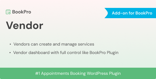 Vendor Add-on for BookPro Plugin WordPress - CodeCanyon Item for Sale