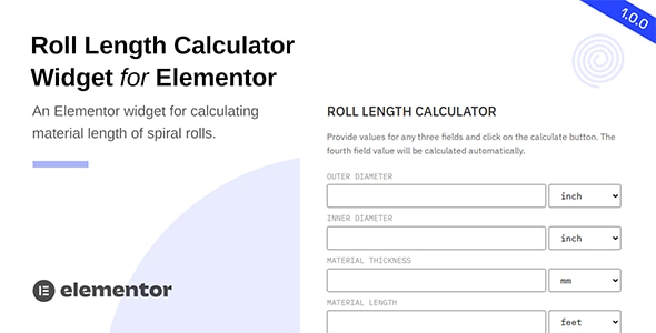 Roll Length Calculator Widget for Elementor - CodeCanyon Item for Sale