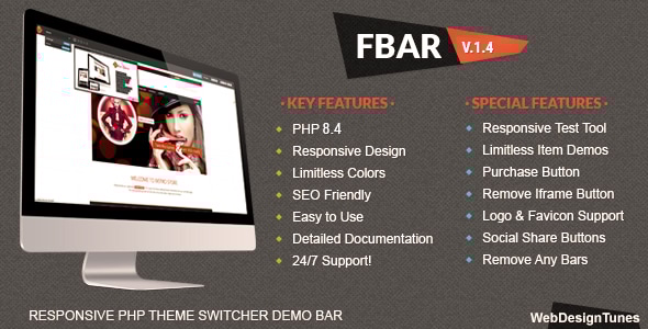 FBar - Responsive PHP Theme Switcher Demo Bar - CodeCanyon Item for Sale