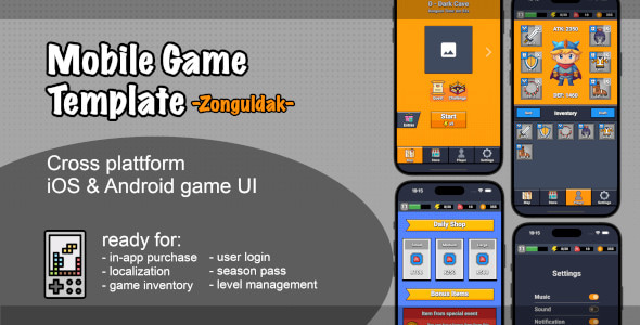 Zonguldak - Mobile Game UI Template - CodeCanyon Item for Sale
